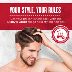 Ricky's Looks Mega Hold Gel apporte une brillance naturelle et un fini lisse.