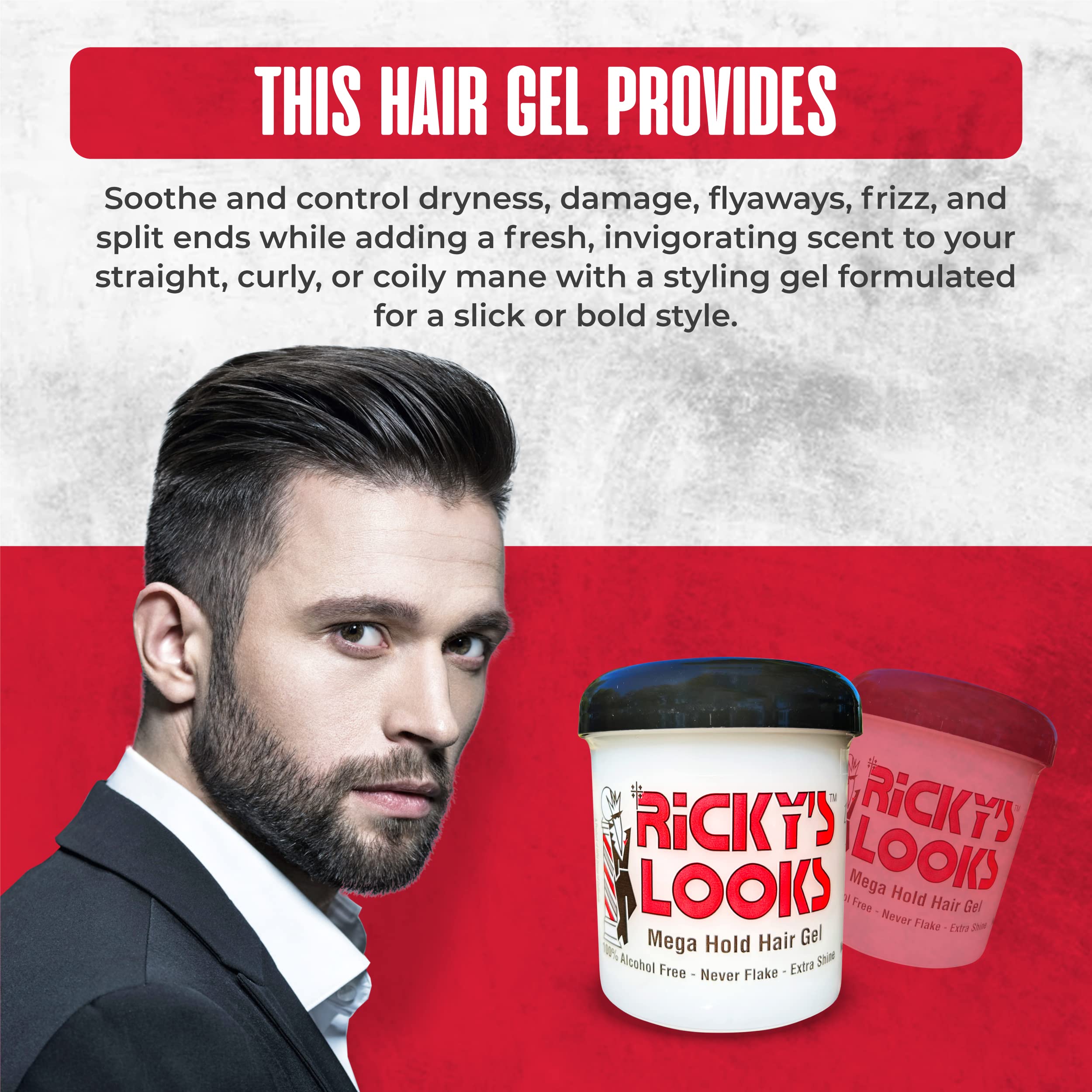 Ricky's Looks Mega Hold Gel maintient la tenue toute la journée.