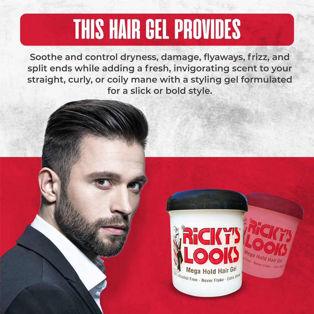 Ricky's Looks Mega Hold Gel maintient la tenue toute la journée.