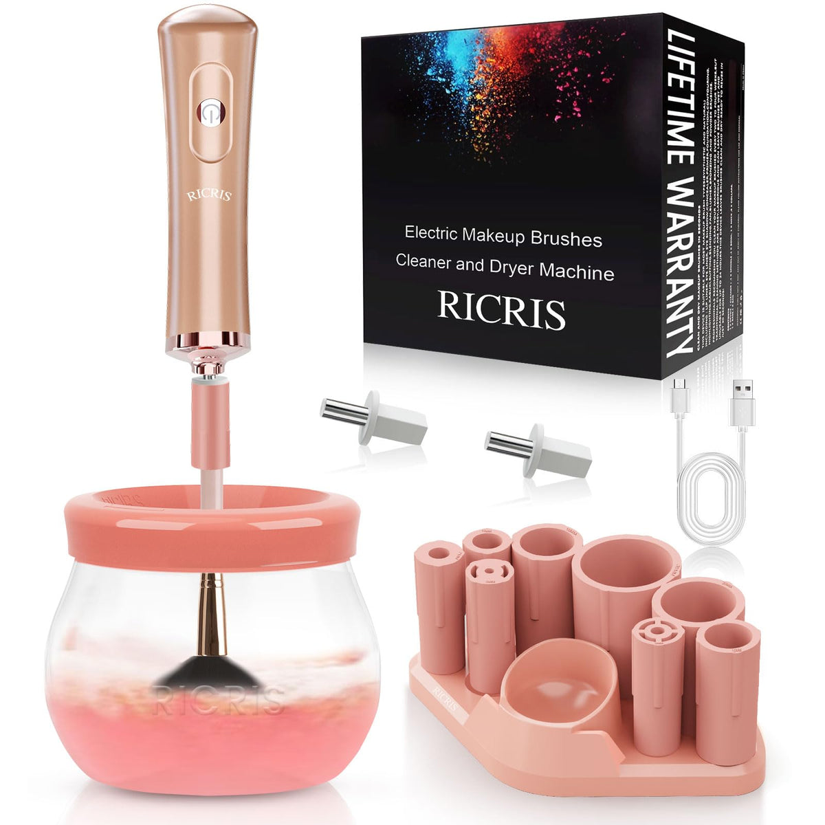 Nettoyeur de pinceaux électrique RICRIS pour un nettoyage rapide des pinceaux.