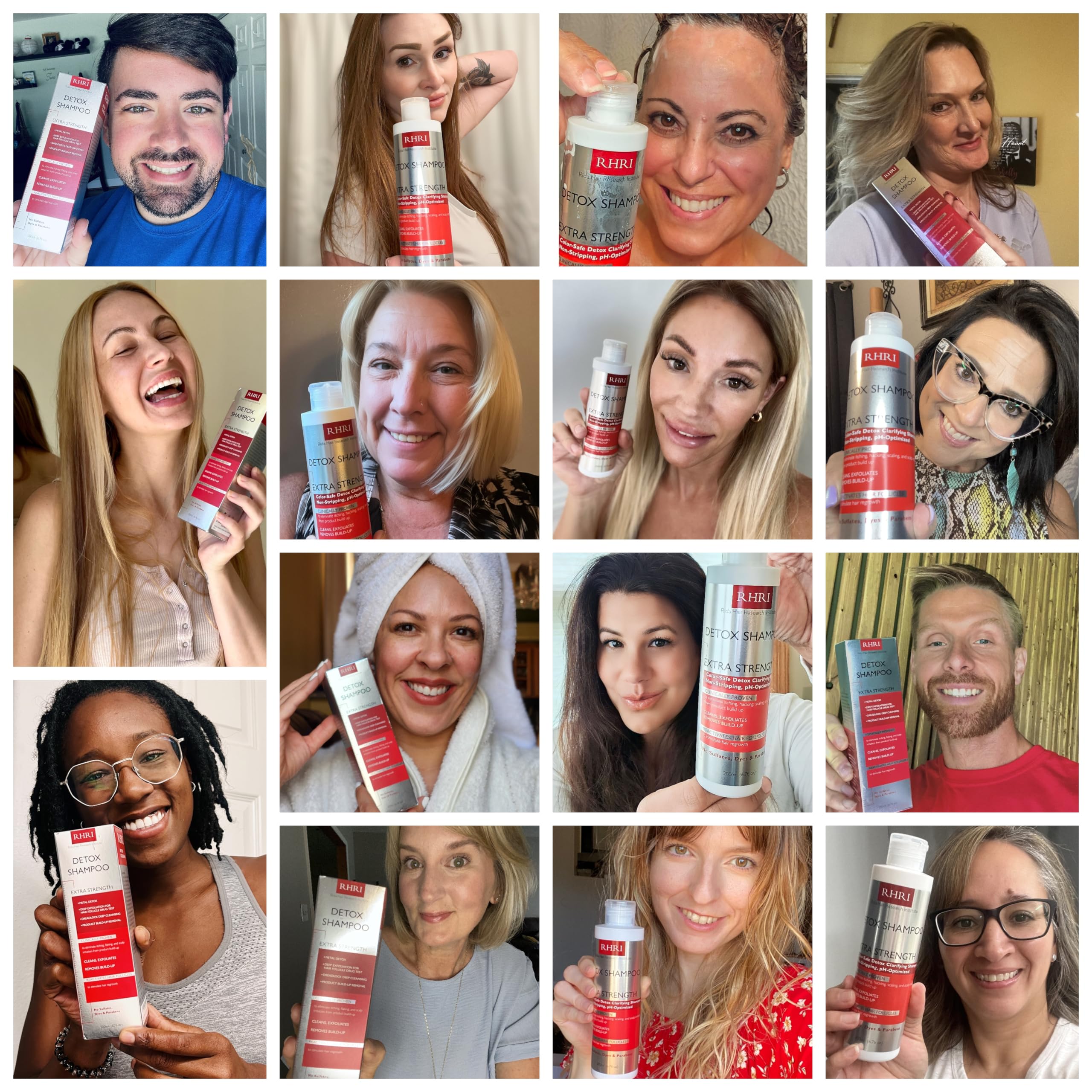 Rida Détox Shampoo résultats: cheveux légers et sans résidus après lavage.
