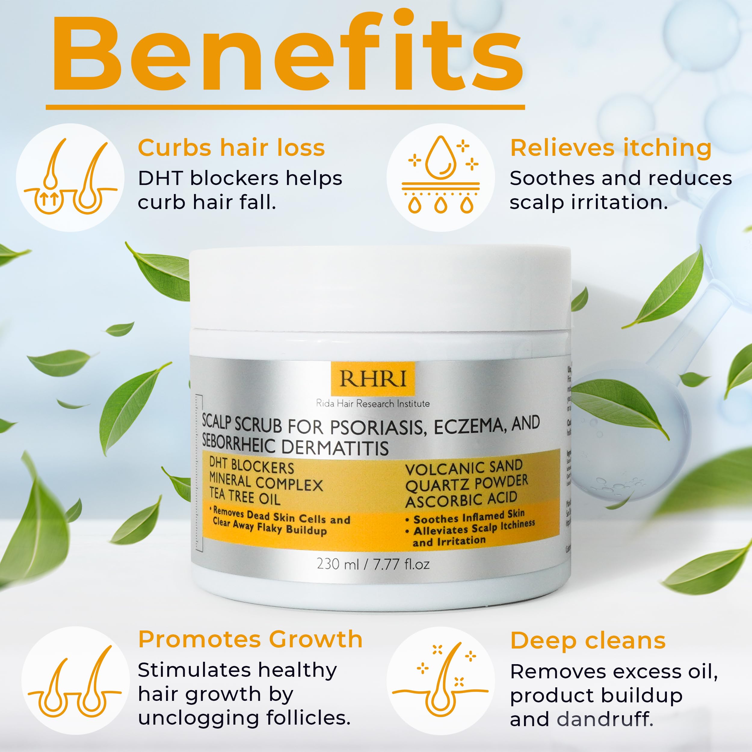 Rida Hair Research Institute bloqueurs DHT naturels pour soutenir la santé du cuir chevelu.