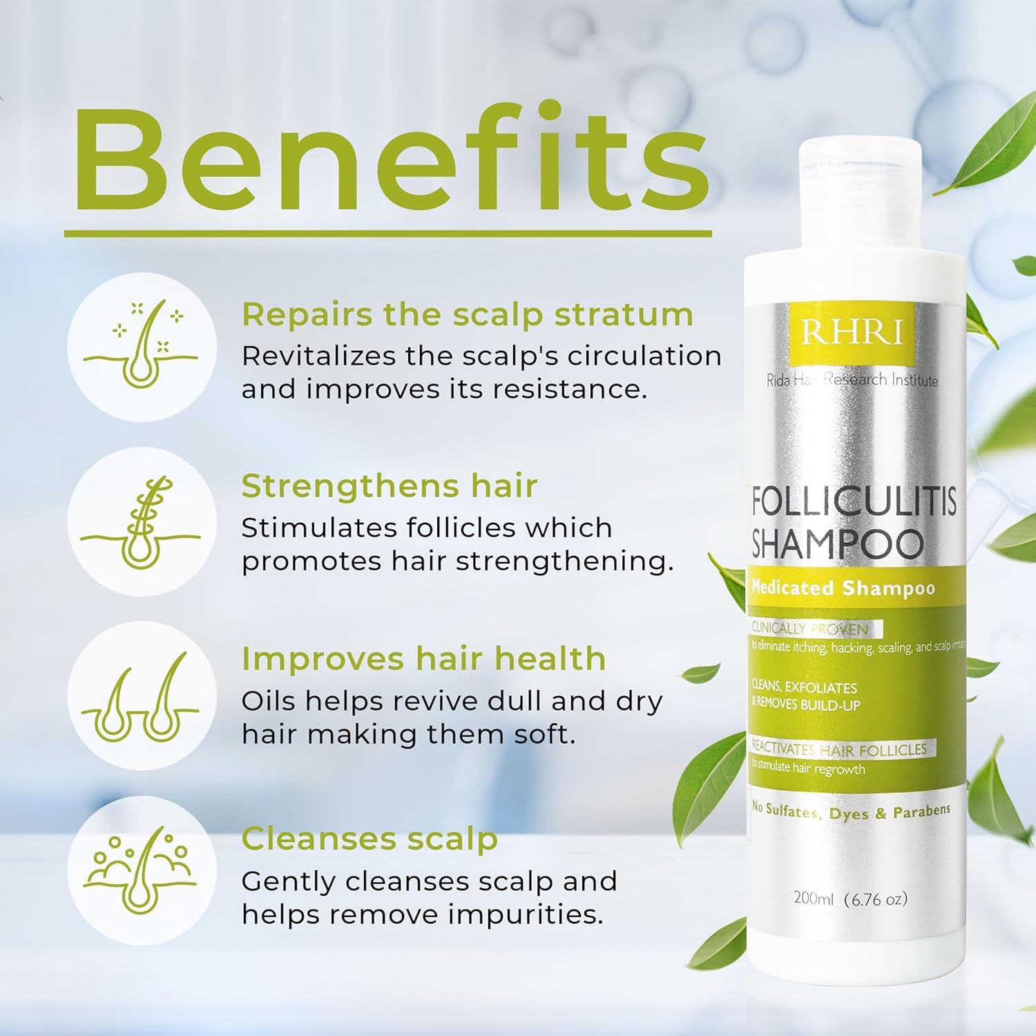 Rida Hair Research Institute Extraits-herbaux en gros-plan, action douce sur le cuir chevelu.
