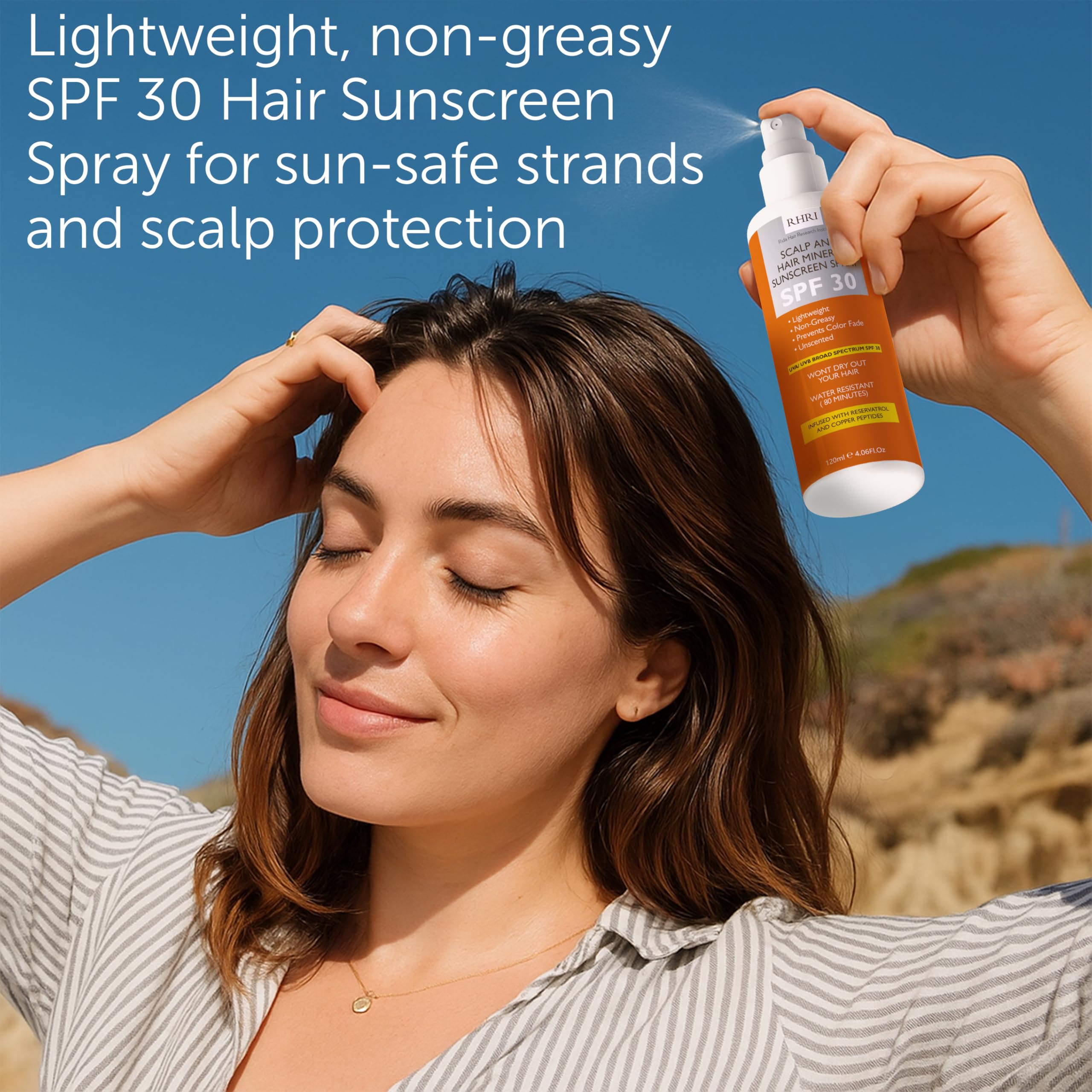Format voyage 120 ml du spray SPF30 de Rida Hair Research Institute