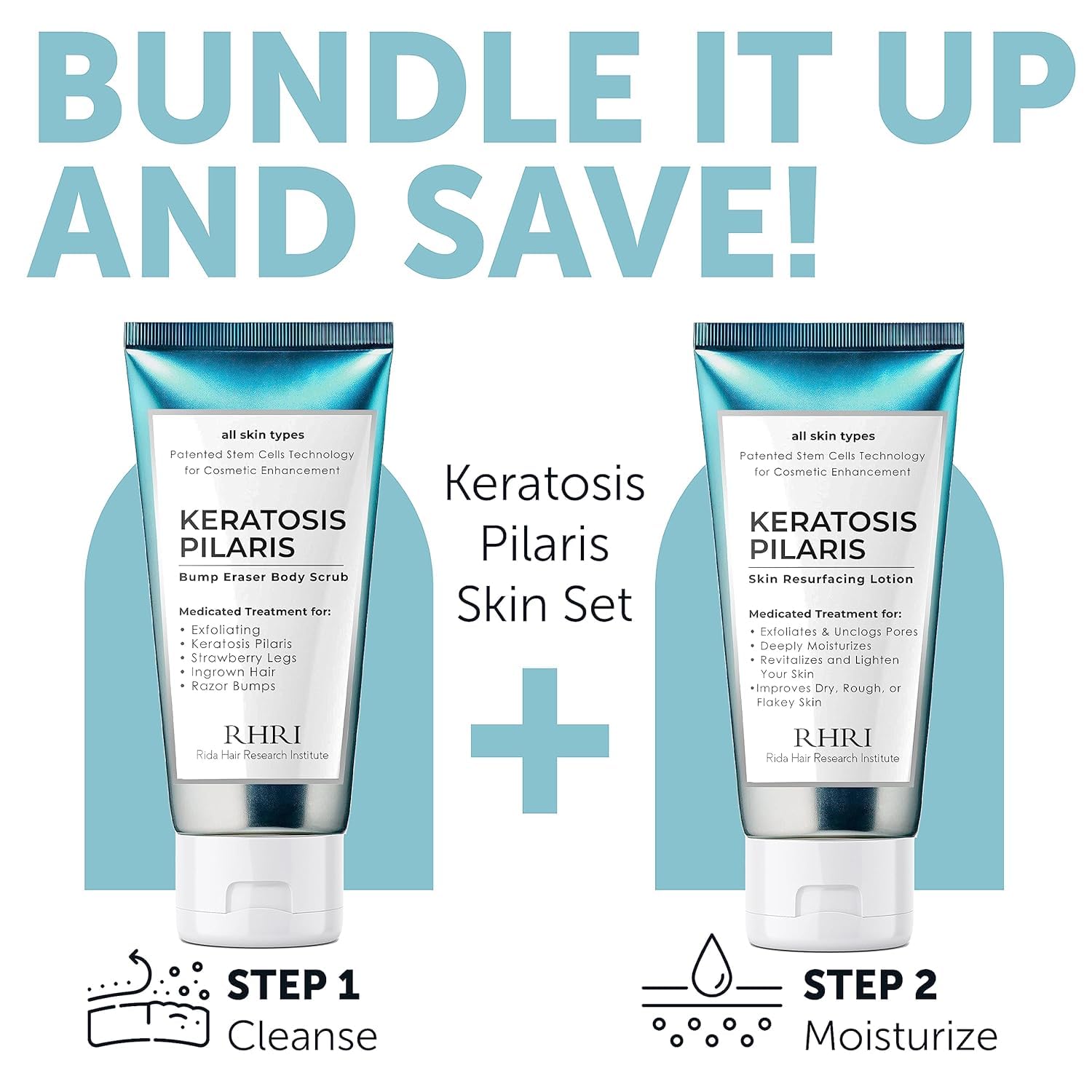 Rida KP Bump Eraser Pack Ensemble Soins Corps—Routine complète pour la peau.
