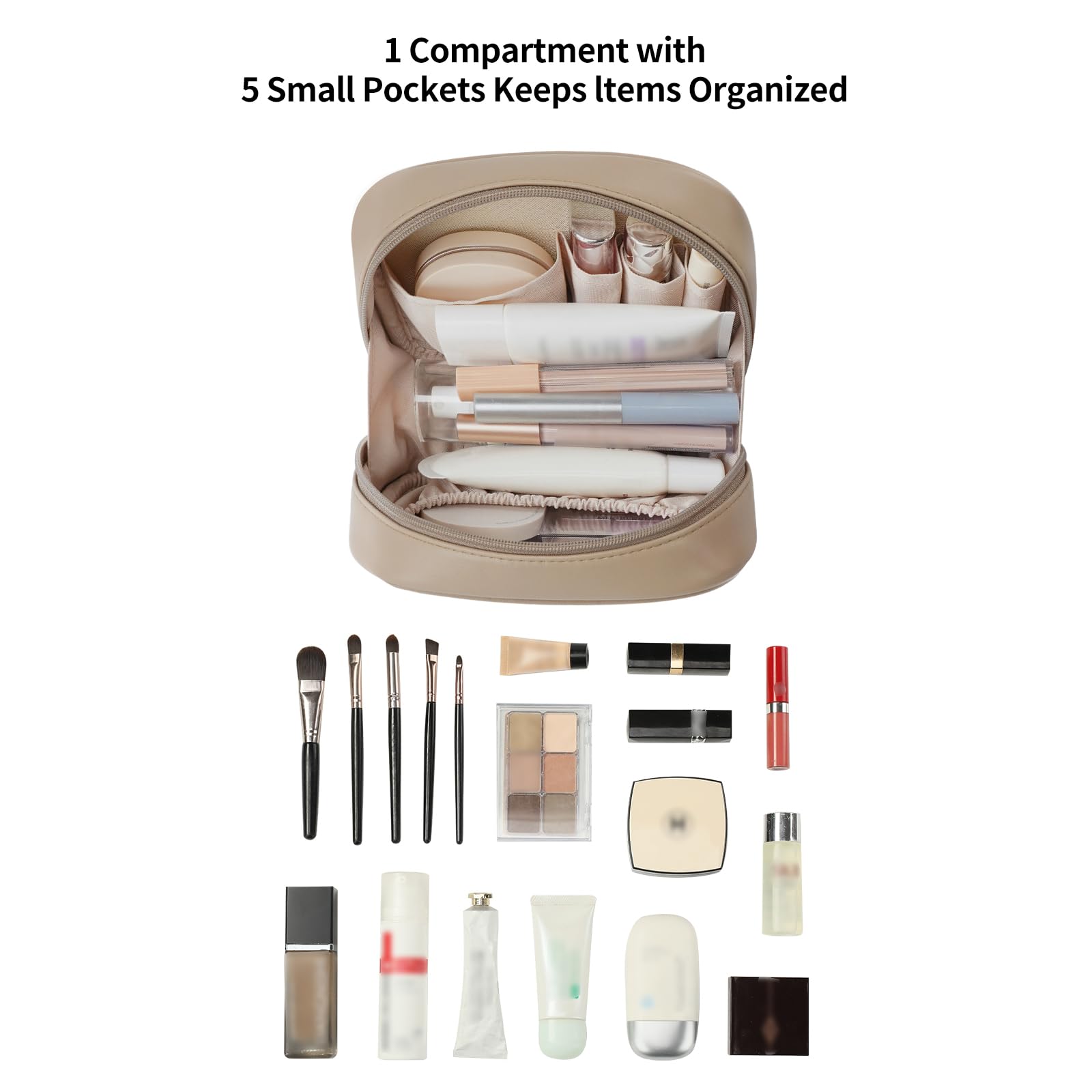 RIGHT AWAY trousse maquillage damier khaki base plate, se tient debout