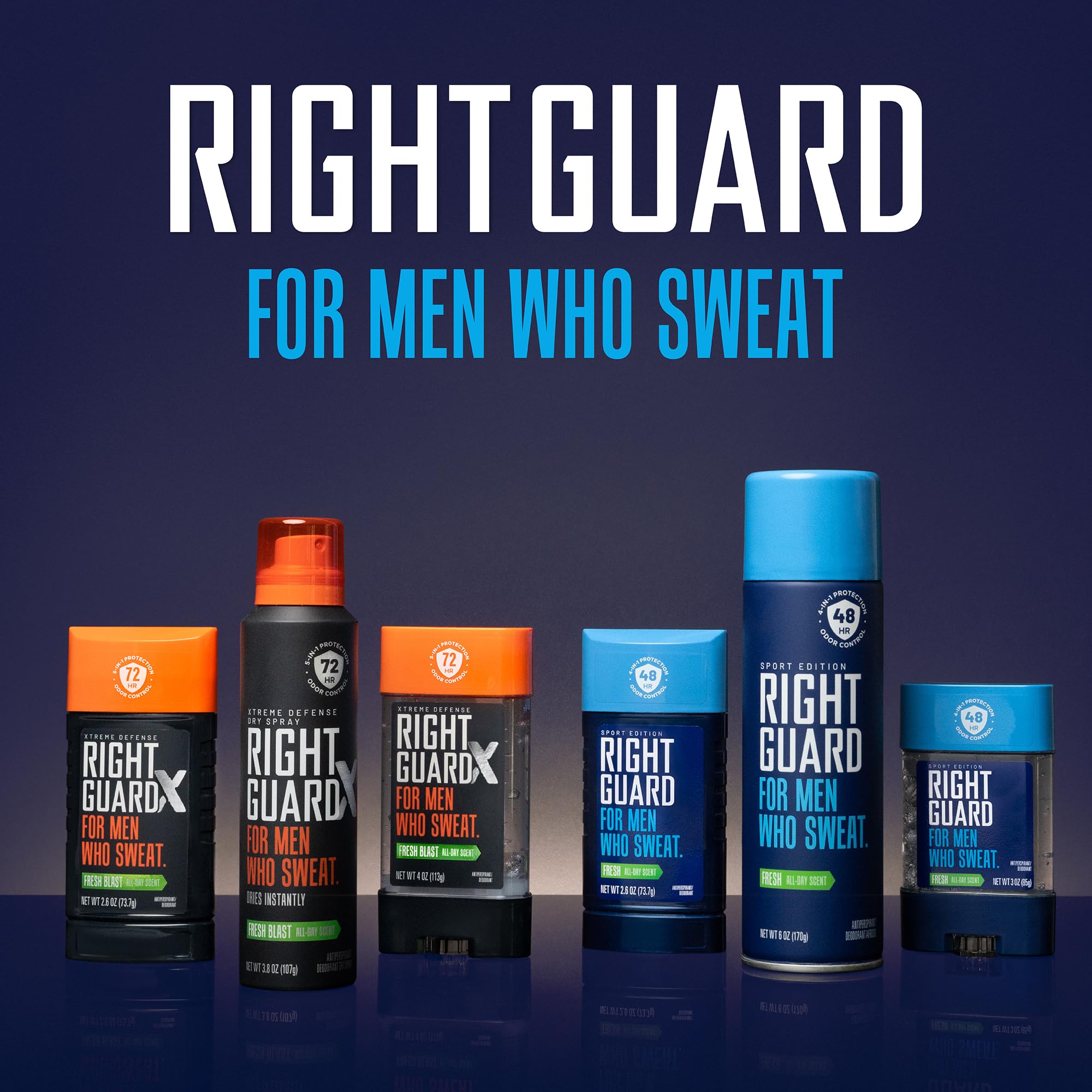 Right Guard Sport Powder Dry Scent drying formula delivers quick freshness after activity