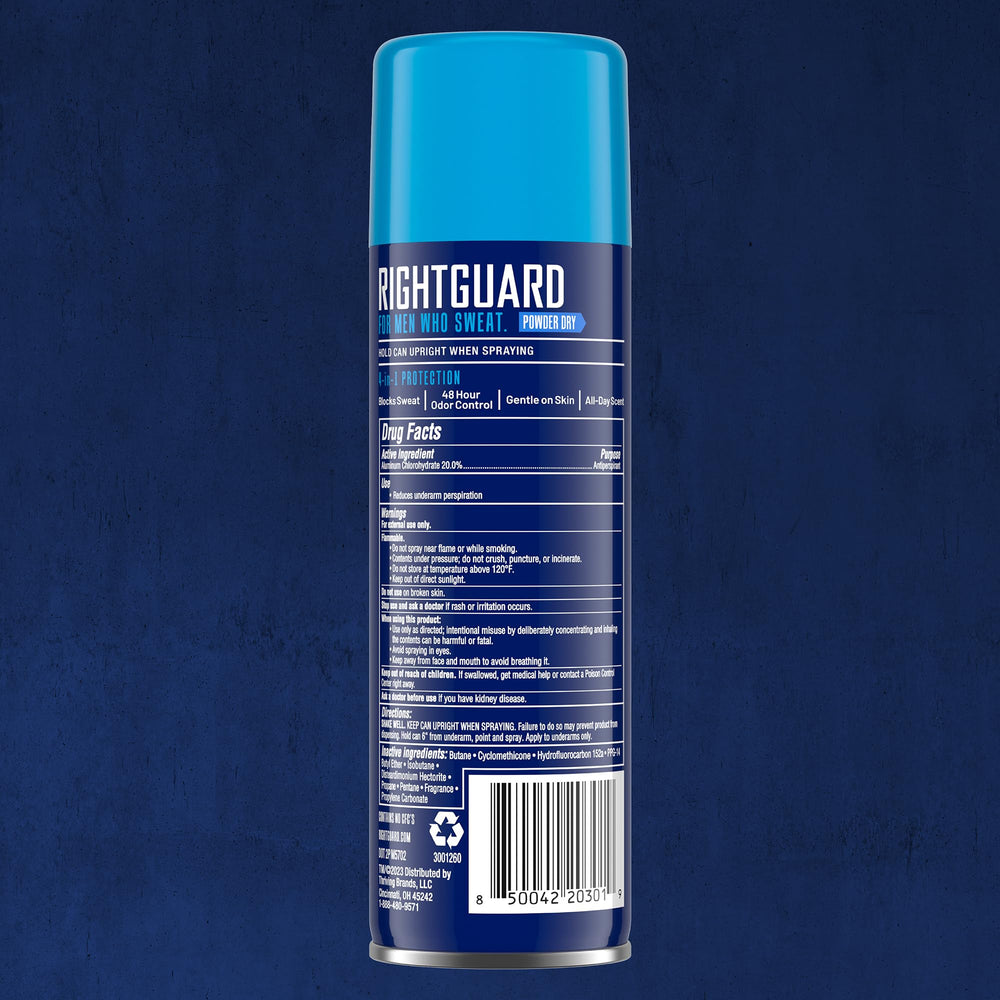 Right Guard Sport Powder Dry Scent user holding can for gym and jobsite confidence