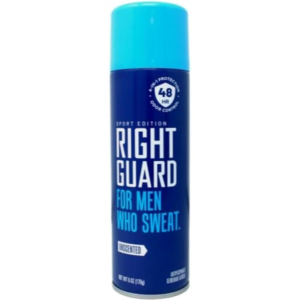 Right Guard Sport Sans Parfum, aérosol 6 oz, offre une fraîcheur rapide et efficace.