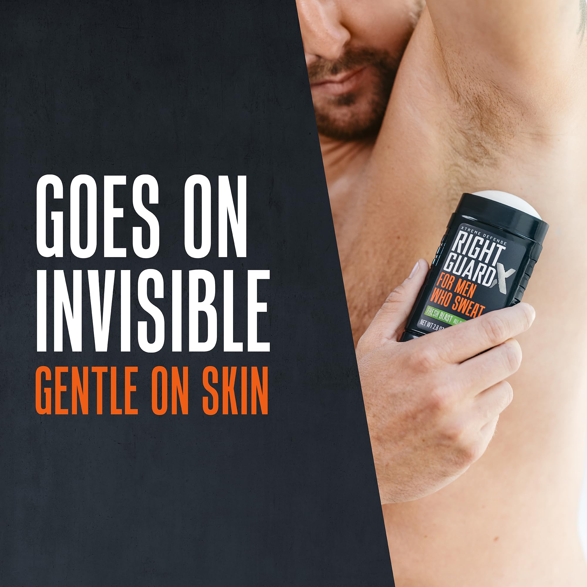 Application douce sur la peau avec Right Guard Xtreme Defense déodorant.