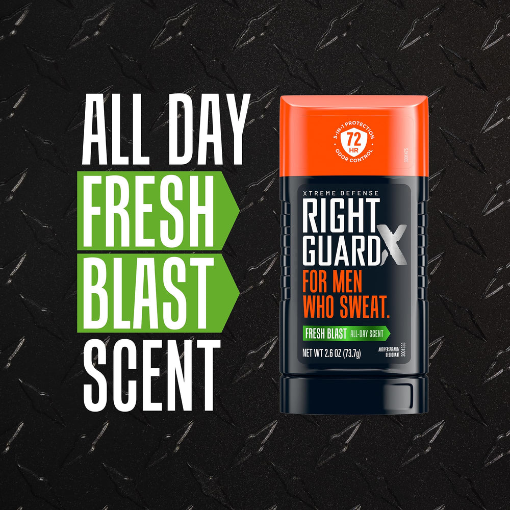 Protection 5-en-1 de Right Guard Xtreme Defense, adaptée aux journées actives.