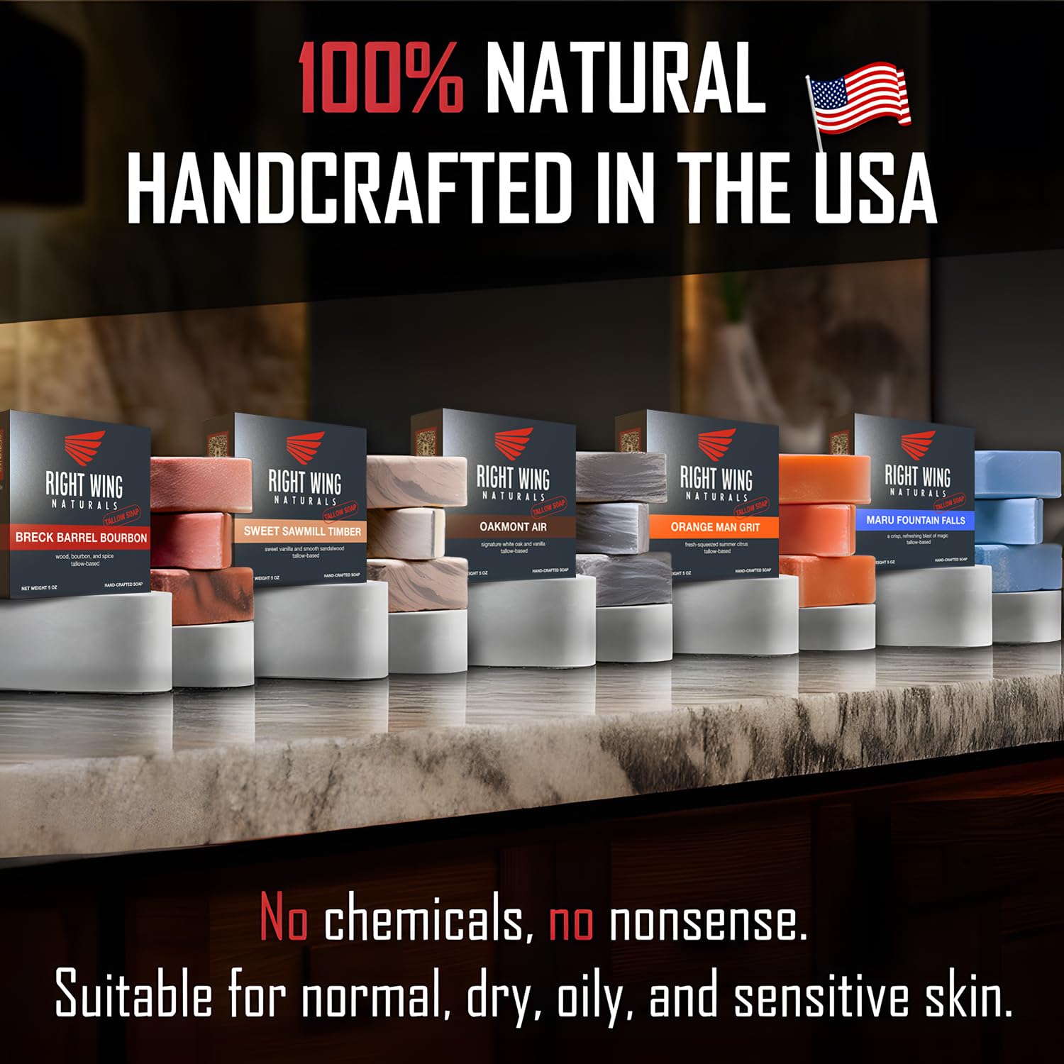 Savon bar à froid Right Wing Naturals pour homme, parfum naturel.