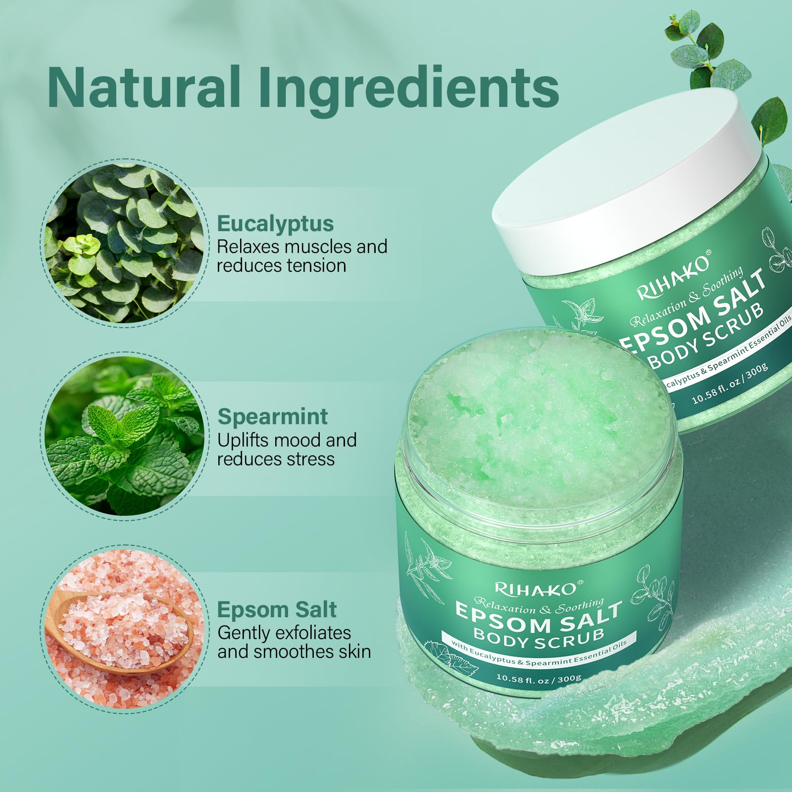 RIHAKO aromes eucalyptus et menthe créant une sensation fraîche et revitalisante