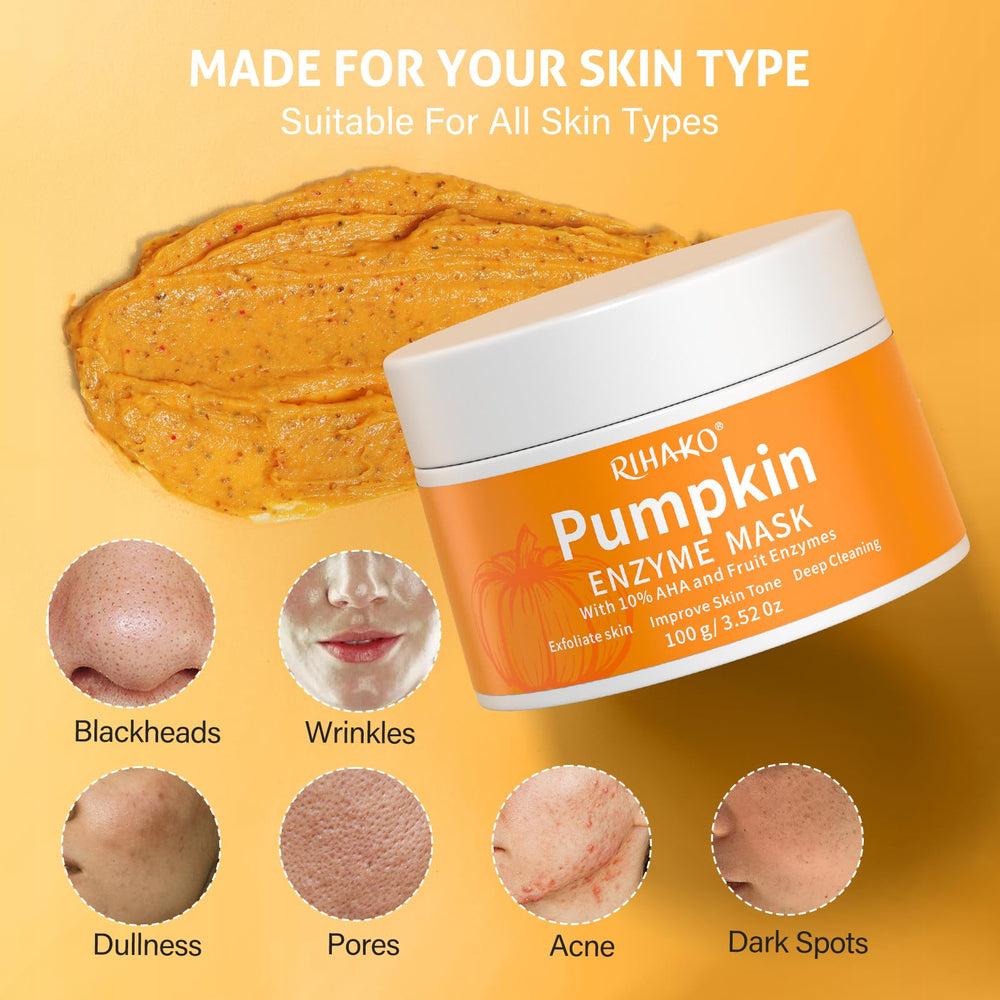 Pores visiblement réduits grâce au masque Citrouille Enzyme RIHAKO.