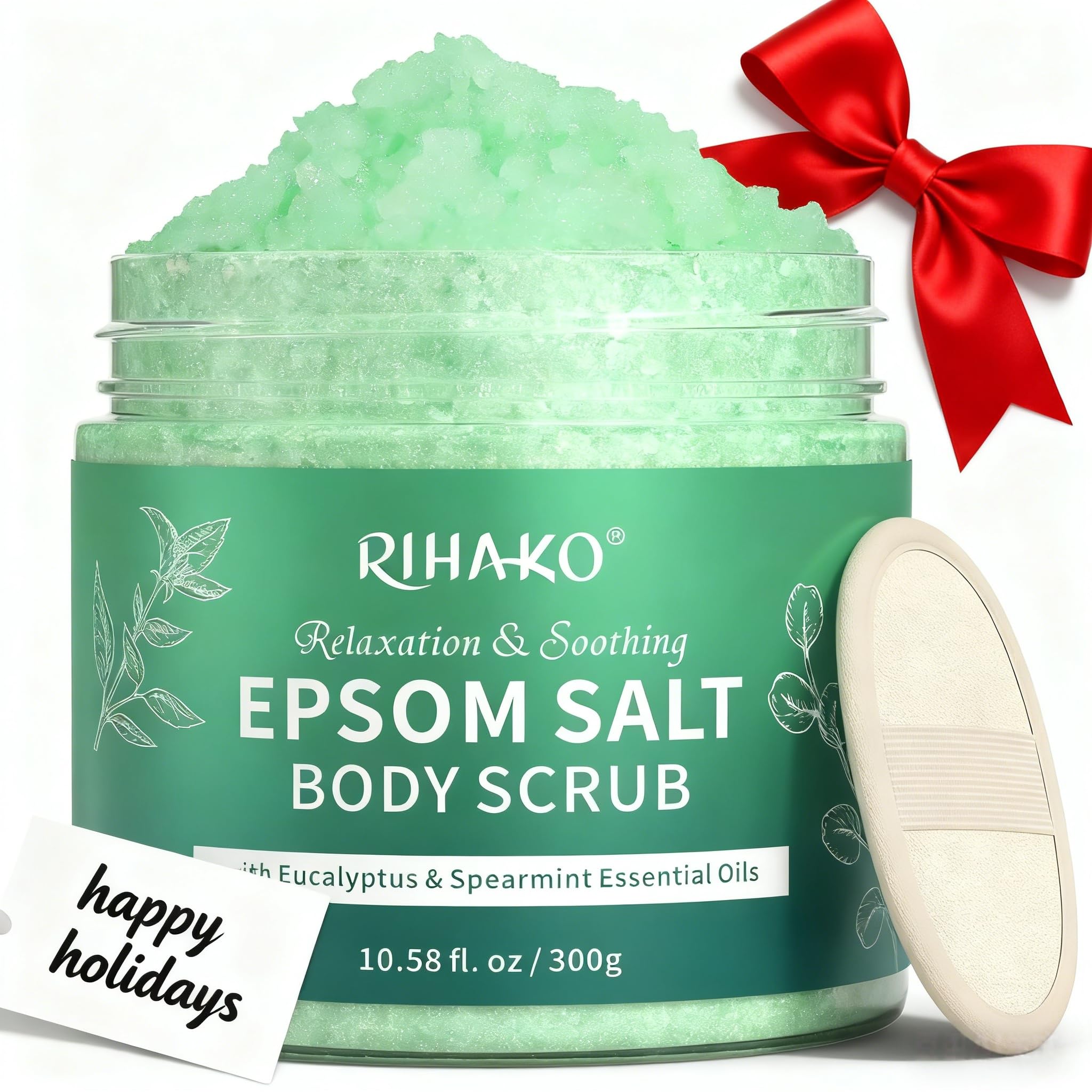 RIHAKO gommage sel d’Epsom eucalyptus menthe en pot exfolier en douceur