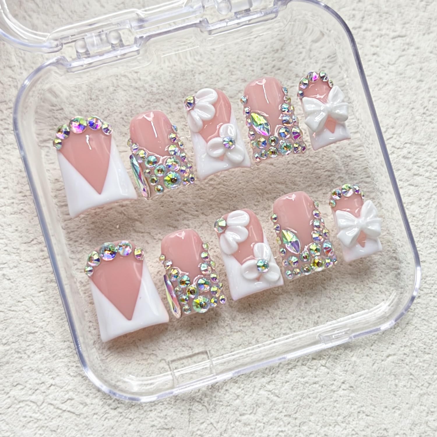 RIICFDD ongles avec strass, glamour pour soirées et événements.