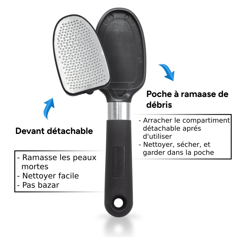 Rikans Raspe-Pieds système de retenue des résidus pour propreté.