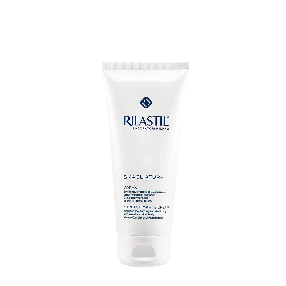 Crème Rilastil en bouteille pour prévenir et atténuer les vergetures.