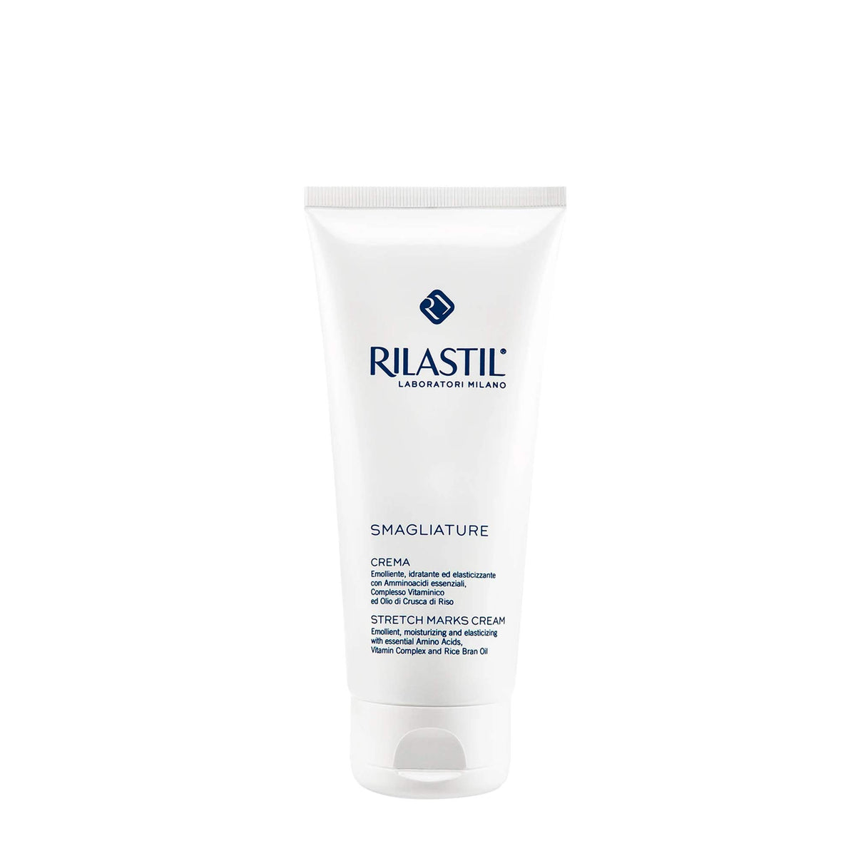 Crème Rilastil en bouteille pour prévenir et atténuer les vergetures.