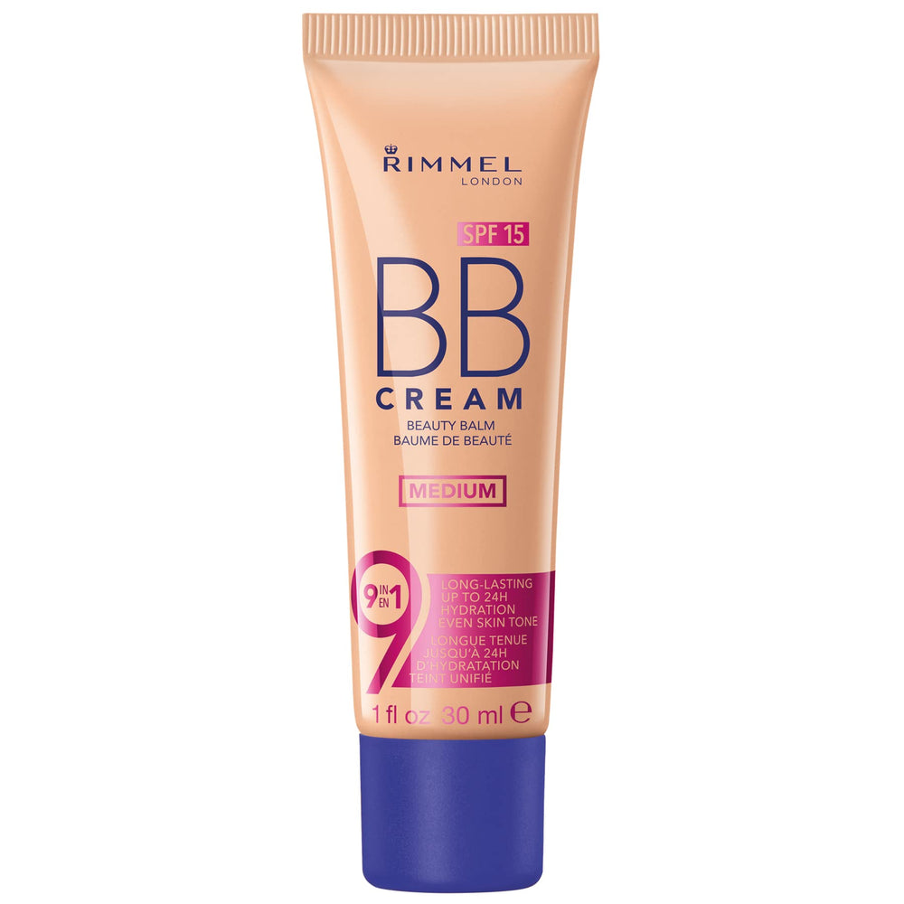 Rimmel BB Cream 9-en-1 Texture légère pour un teint frais et homogène.