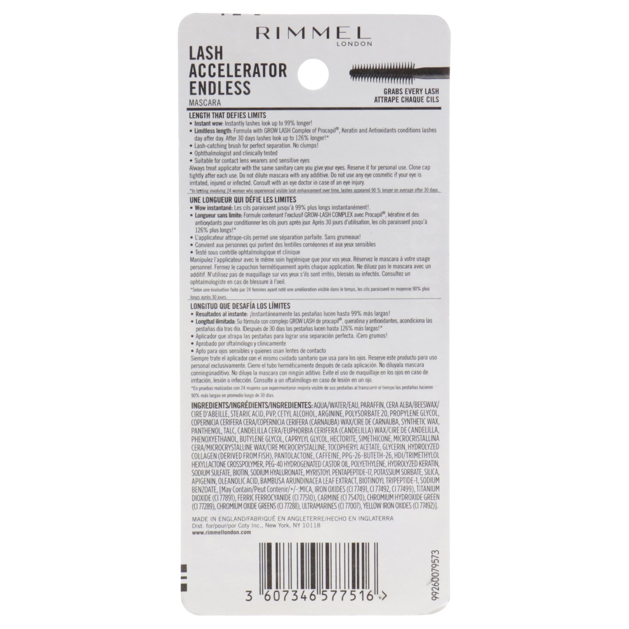 Rimmel Lash Accelerator Mascara longueur rapide pour des cils visiblement plus ouverts.