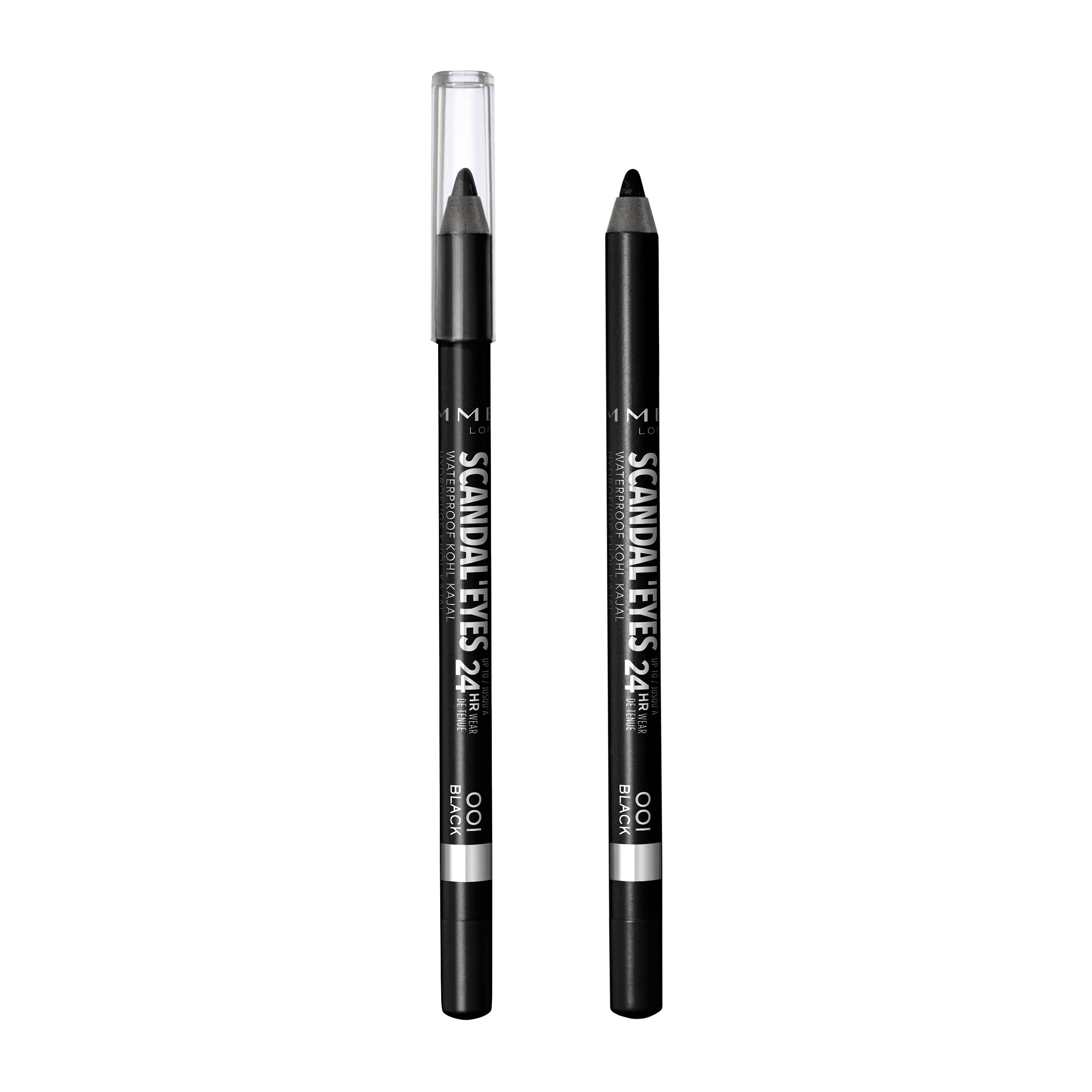 Rimmel Scandaleyes échantillon noir sur peau, aperçu rapide de la couleur.