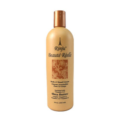 Rinju Beauté Réelle: lotion mains et corps, flacon prêt à hydrater quotidiennement.