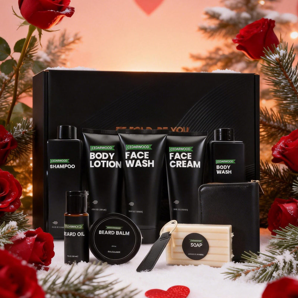 Gift box featuring Be Bold, Be You with premium grooming contents.