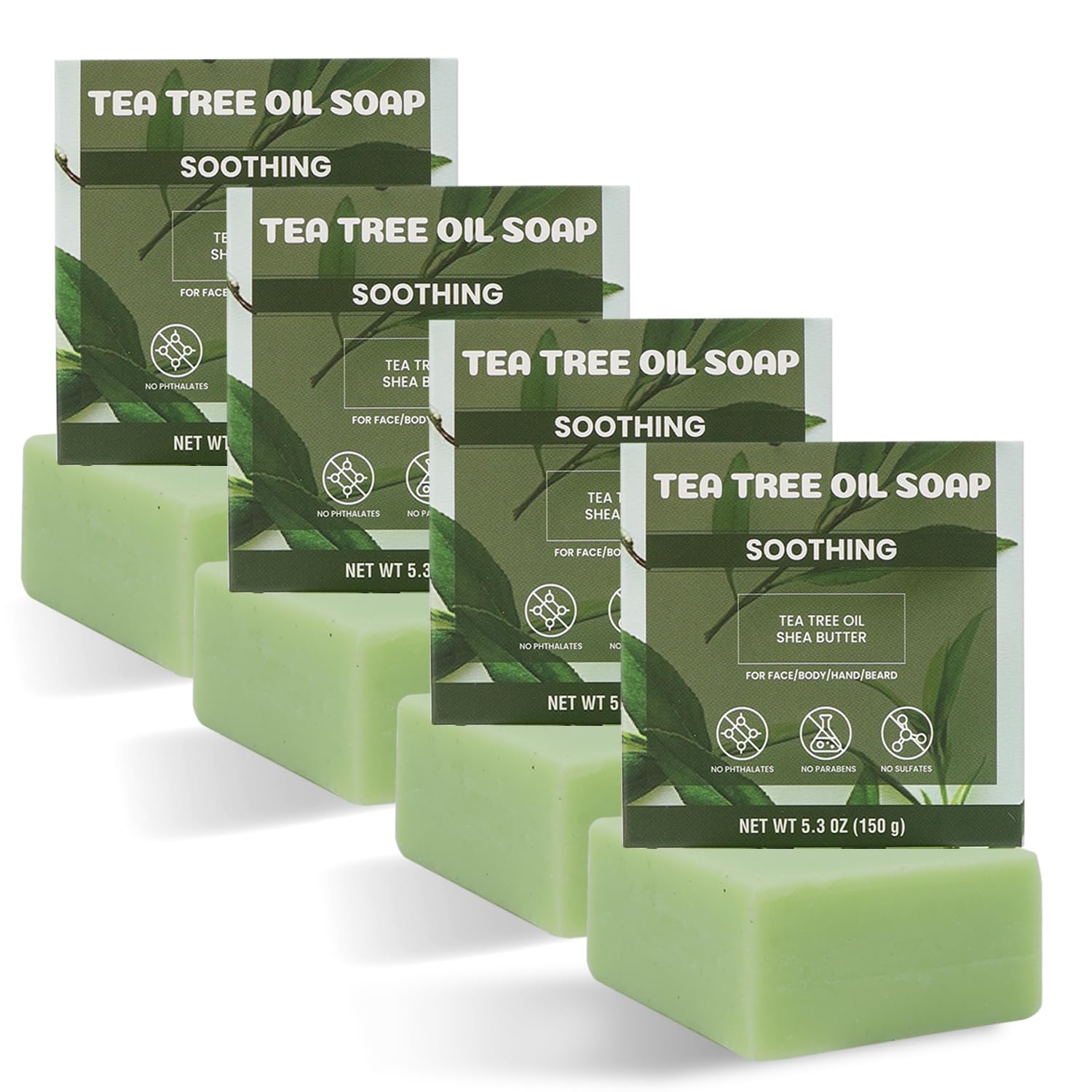 Rinse & Robust tea tree soap bar face closeup with refreshing cleanse.