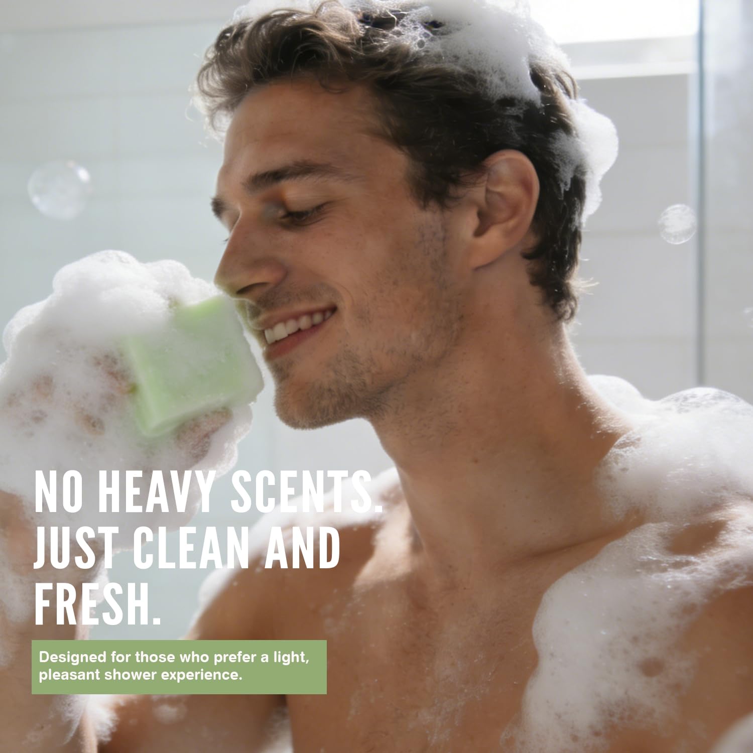 Rinse & Robust foamy lather highlighting deep cleanse and freshness.