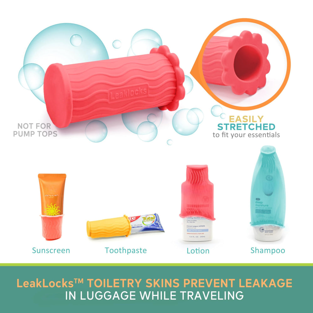 Rinseroo LeakLocks ajustement universel, protège vêtements et bagages contre les déversements