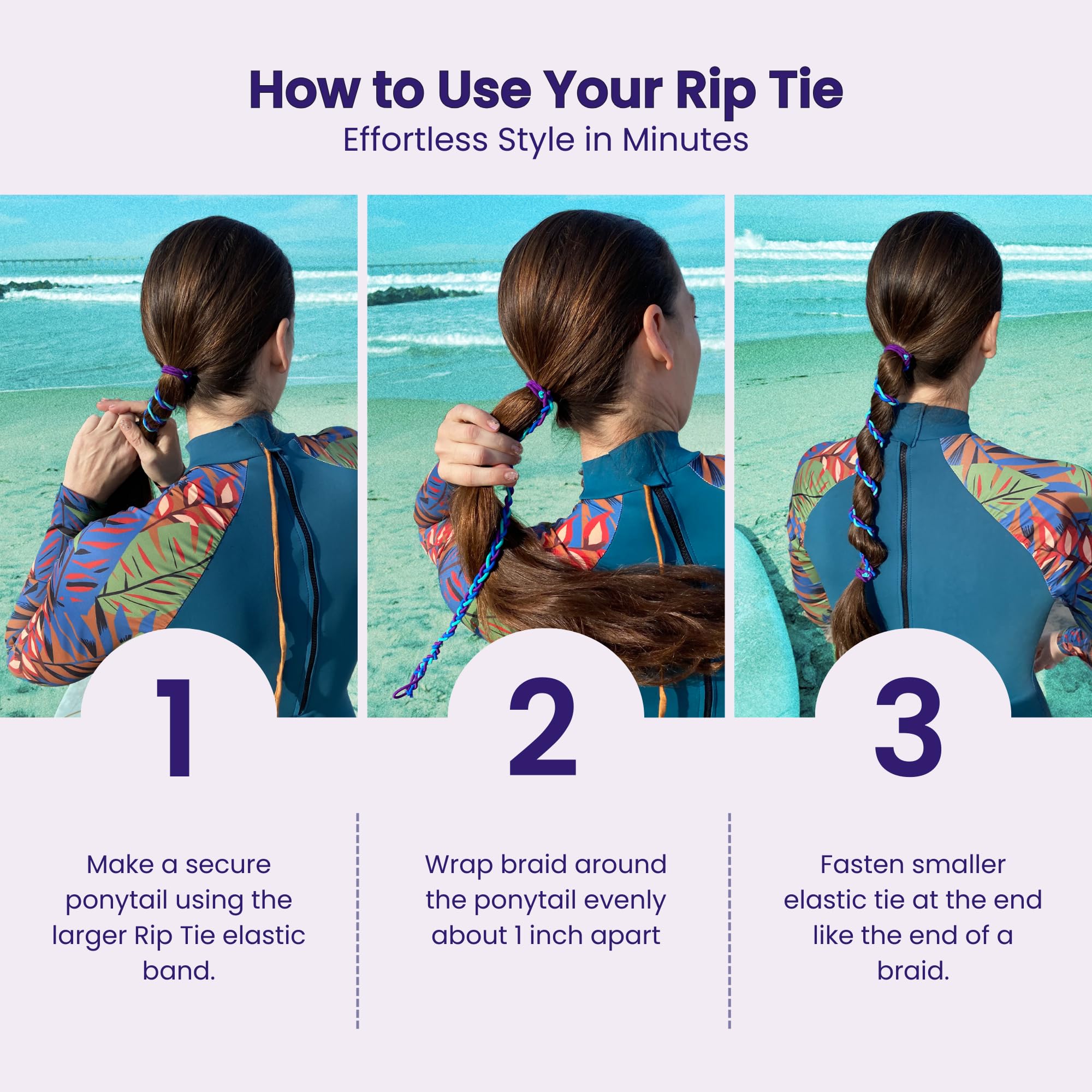 Rip Tie surfer-queue-de-cheval, maintien durable pendant le surf.