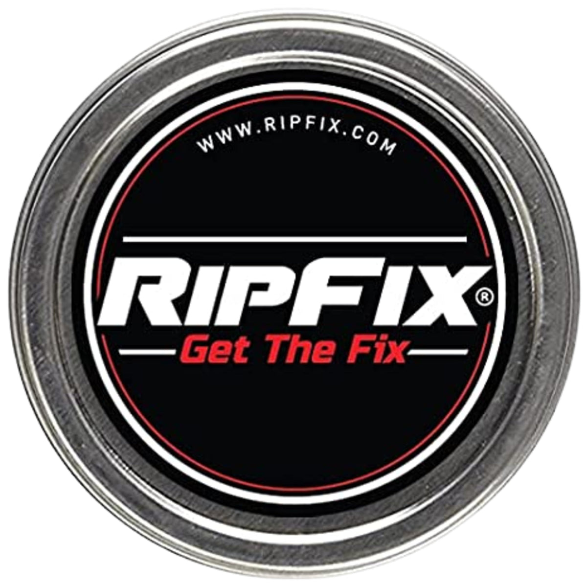 RipFix baume réparateur pour mains dans une boîte métallique, pratique en déplacement.