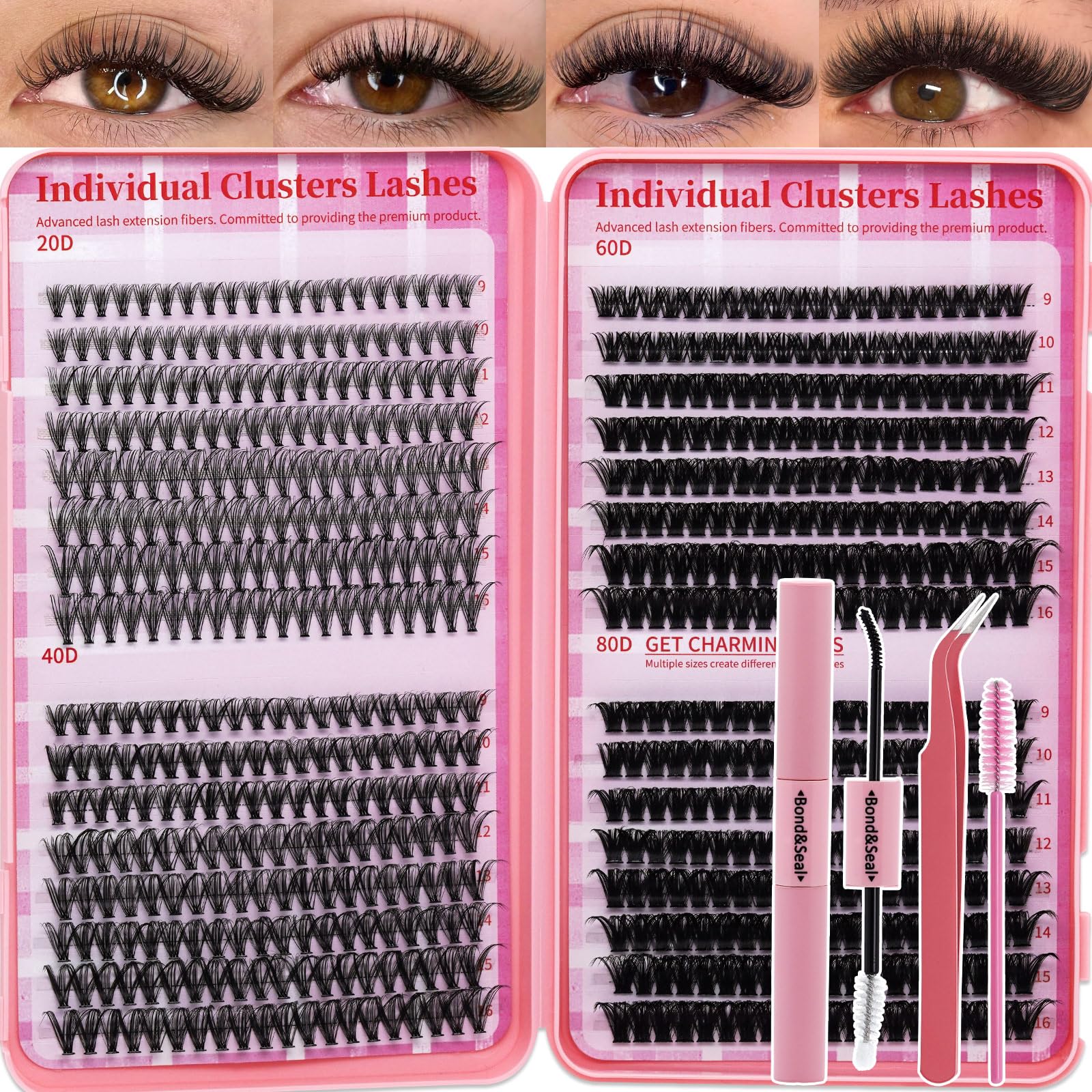 RITALASH kit cils en grappes: ensemble débutants, 640 pièces pour un look naturel.