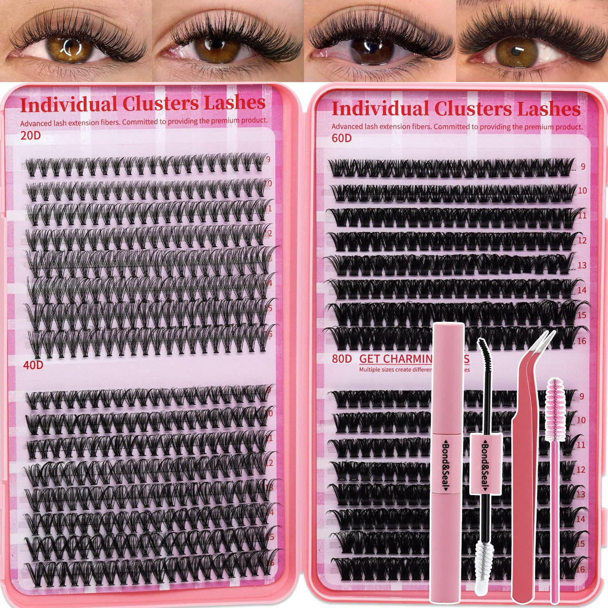 RITALASH kit cils en grappes: ensemble débutants, 640 pièces pour un look naturel.