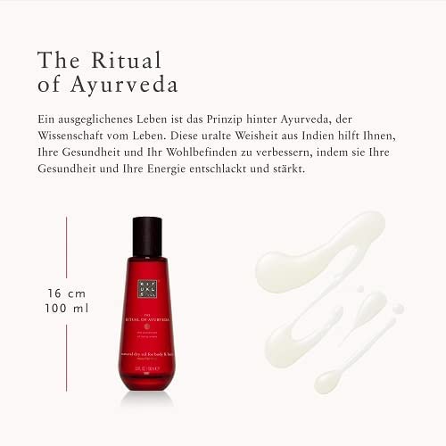 Application corporelle de l'huile sèche VATA RITUALS, parfum doux d'amande et basilic.