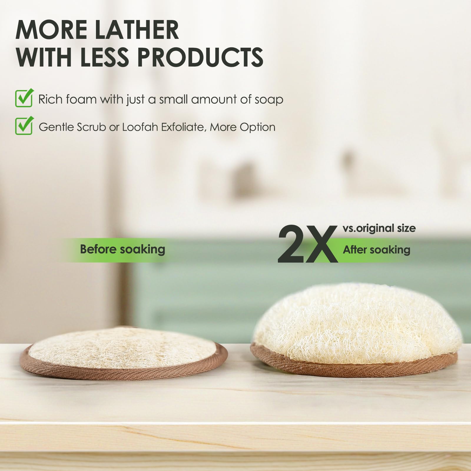 RIYNIBIY eponge-luffa-flexible : s’adapte aux contours pour une exfoliation complète.