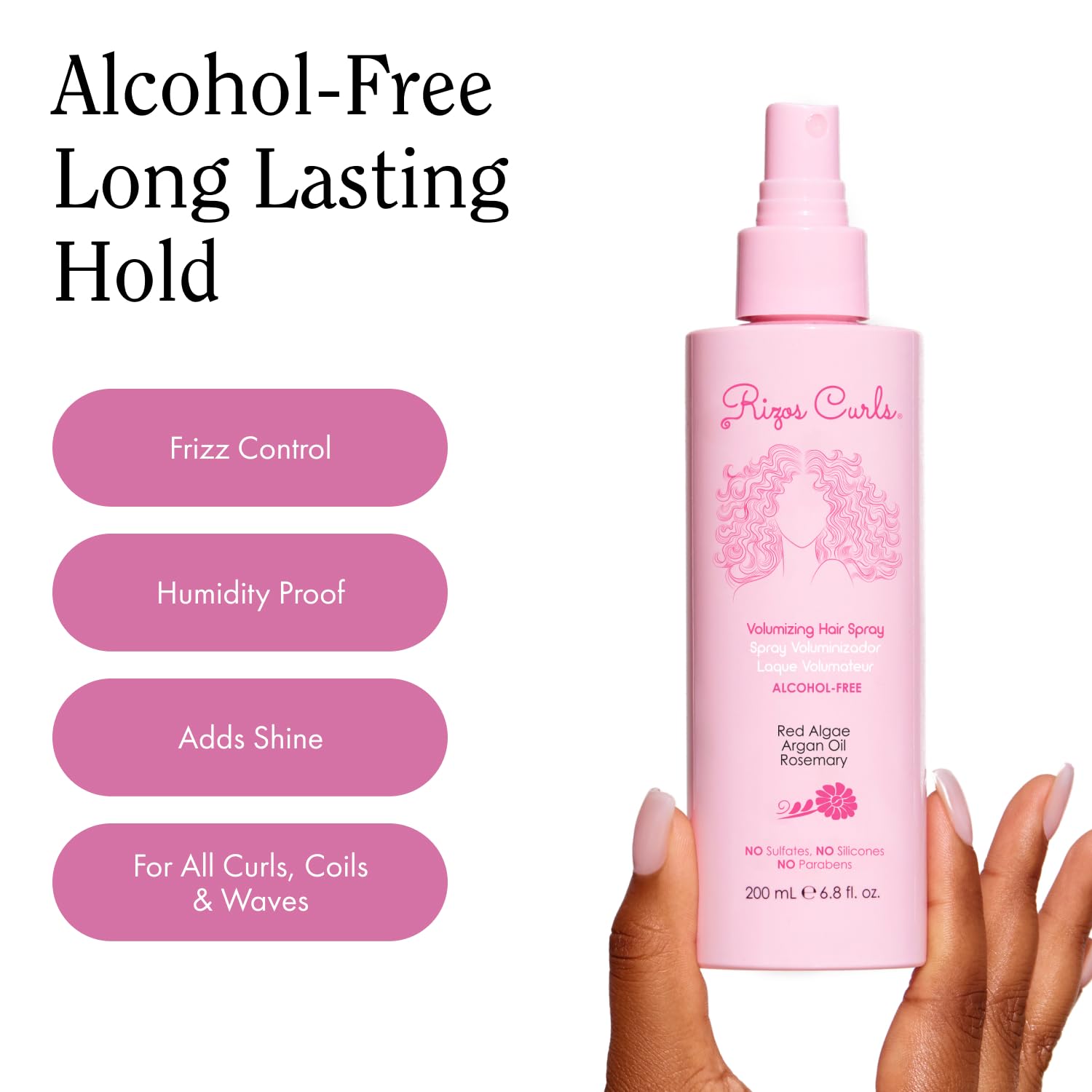 Rizos Curls bottle shown on color-treated hair for safe styling.