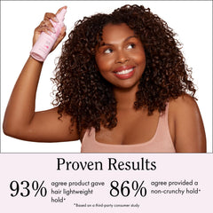 Rizos Curls spray leaving hair with defined, shiny curls.
