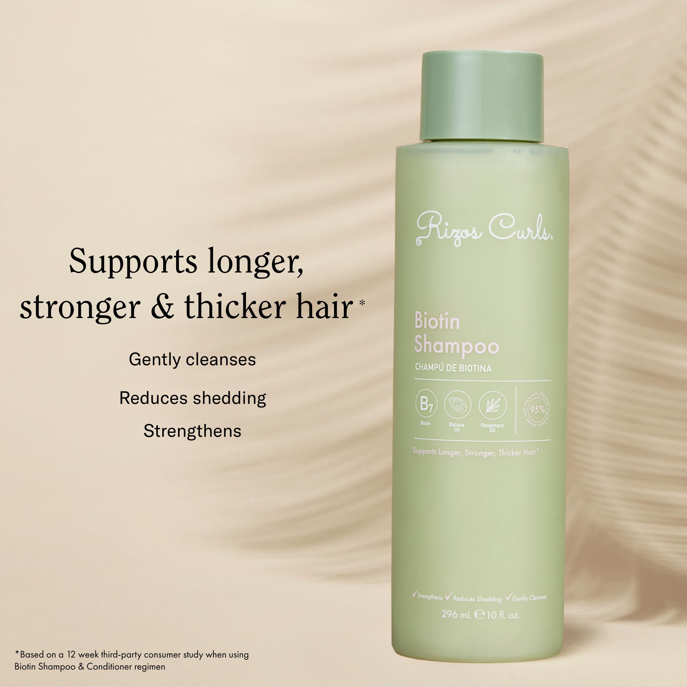 Rizos Curls Shampoing Biotine, éclat et douceur visibles après lavage.