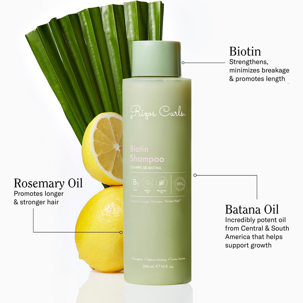 Rizos Curls Shampoing Biotine, mousse crèmeuse nettoyante en douceur.