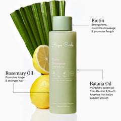 Rizos Curls Shampoing Biotine, mousse crèmeuse nettoyante en douceur.