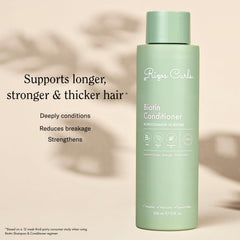 Rizos Curls Biotin Conditionneur — cheveux brillants et souples après utilisation.