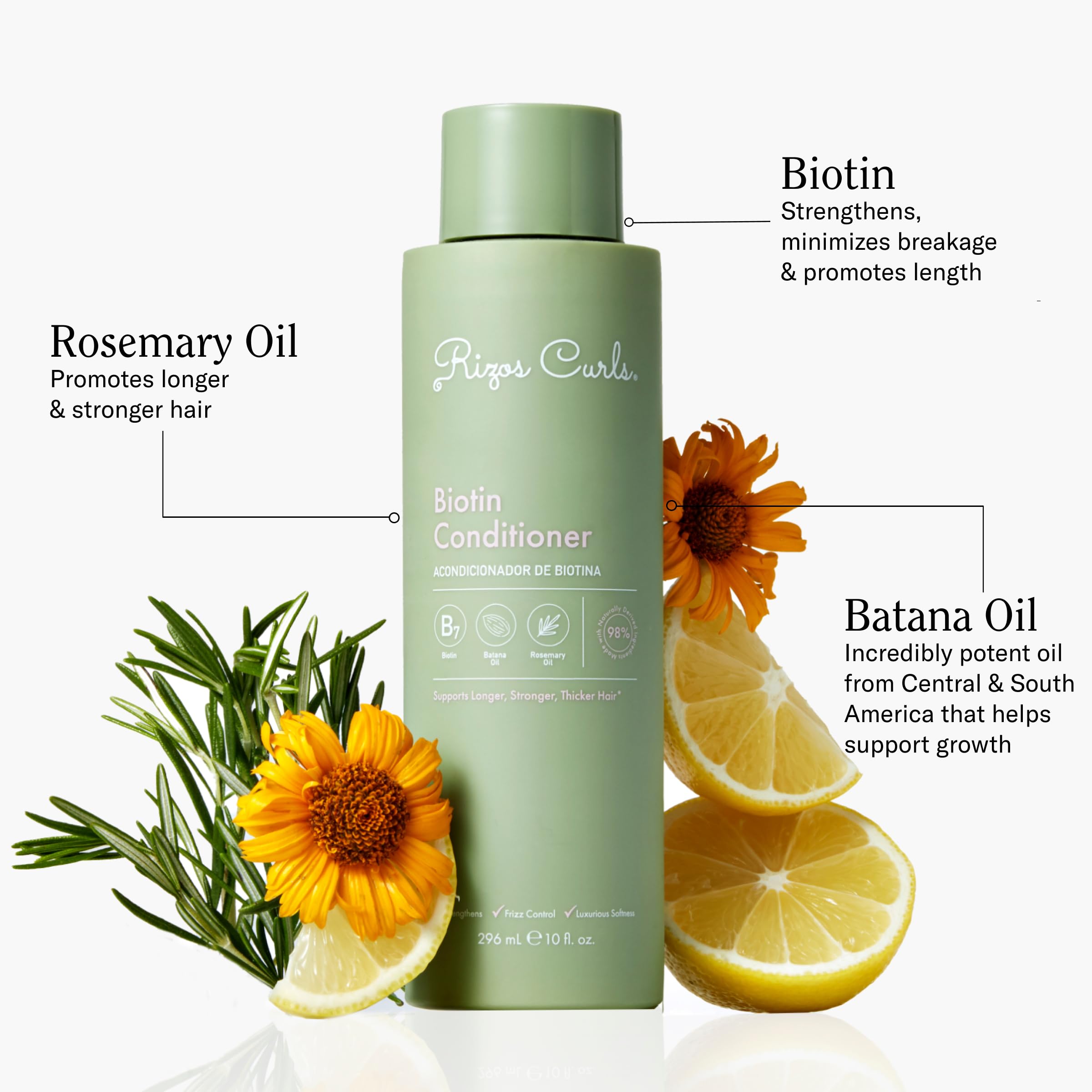 Rizos Curls Biotin Conditionneur — texture crème facilitant le démêlage en douceur.