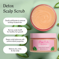 Rizos Curls Détox Scrub – argile rose purifie les cheveux et le cuir chevelu.