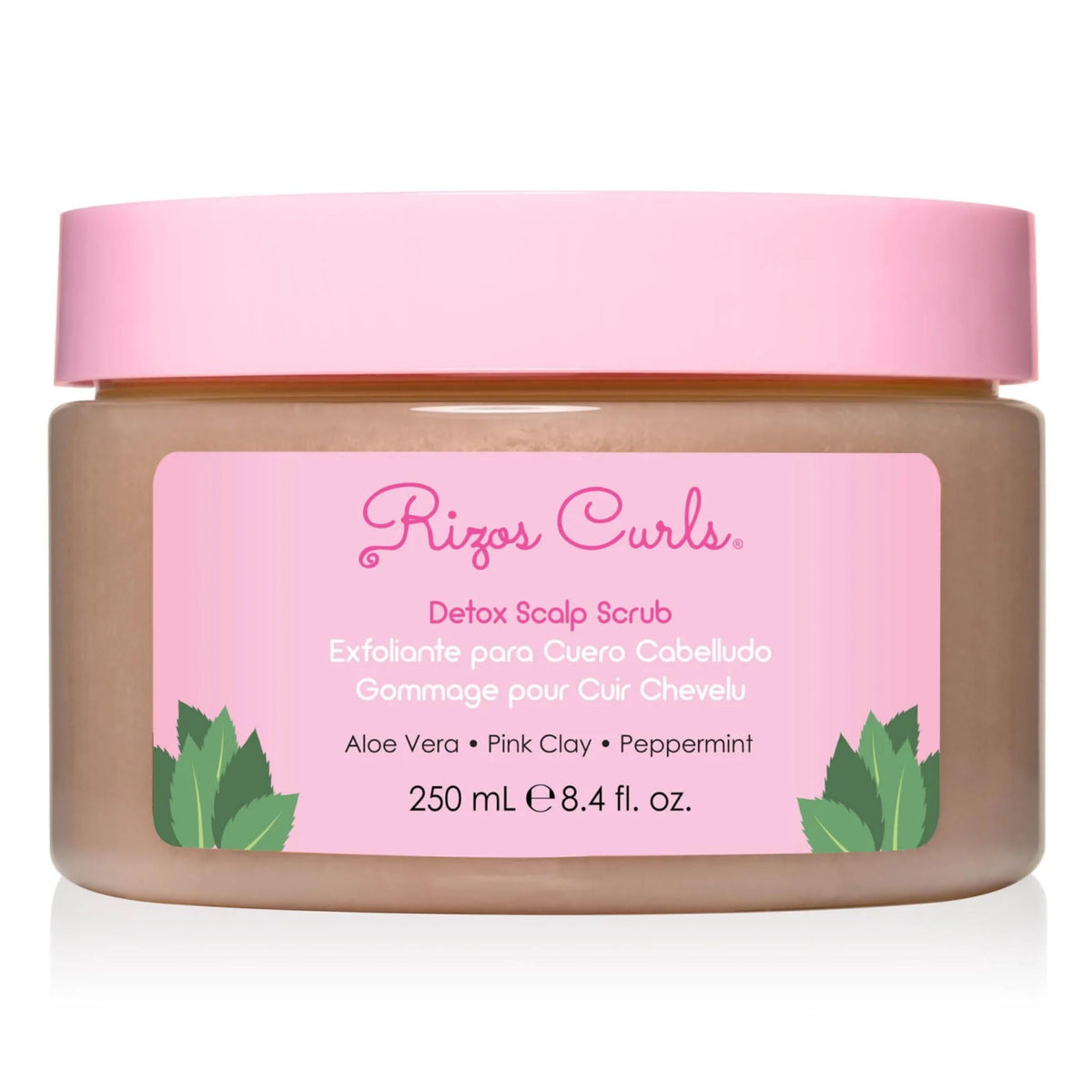 Rizos Curls Détox Scrub – bouteille prête pour le soin du cuir chevelu.