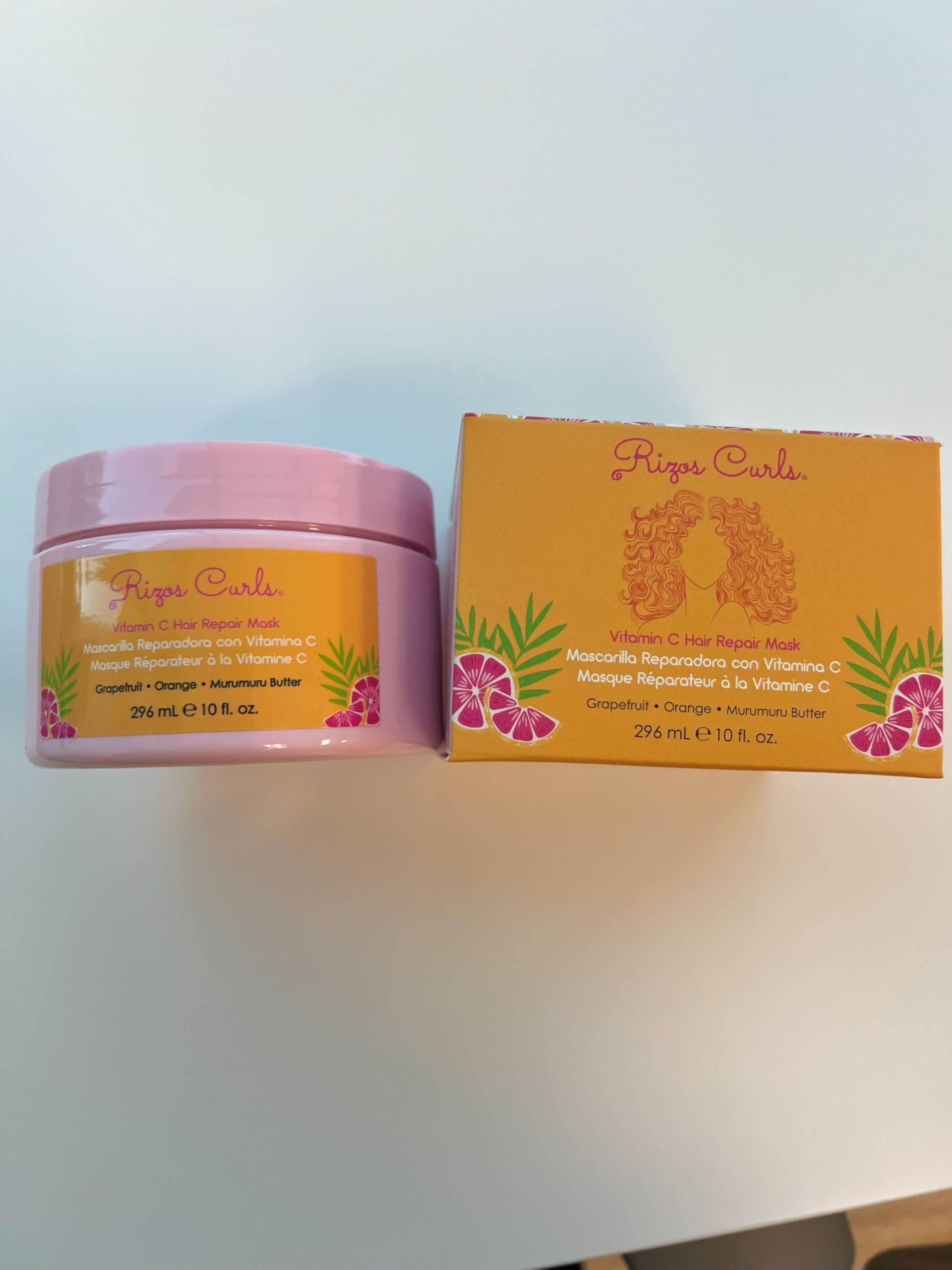 Rizos Curls Emballage et logo, présentation premium du masque capillaire.