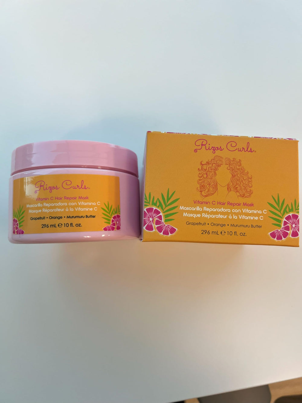 Rizos Curls Emballage et logo, présentation premium du masque capillaire.
