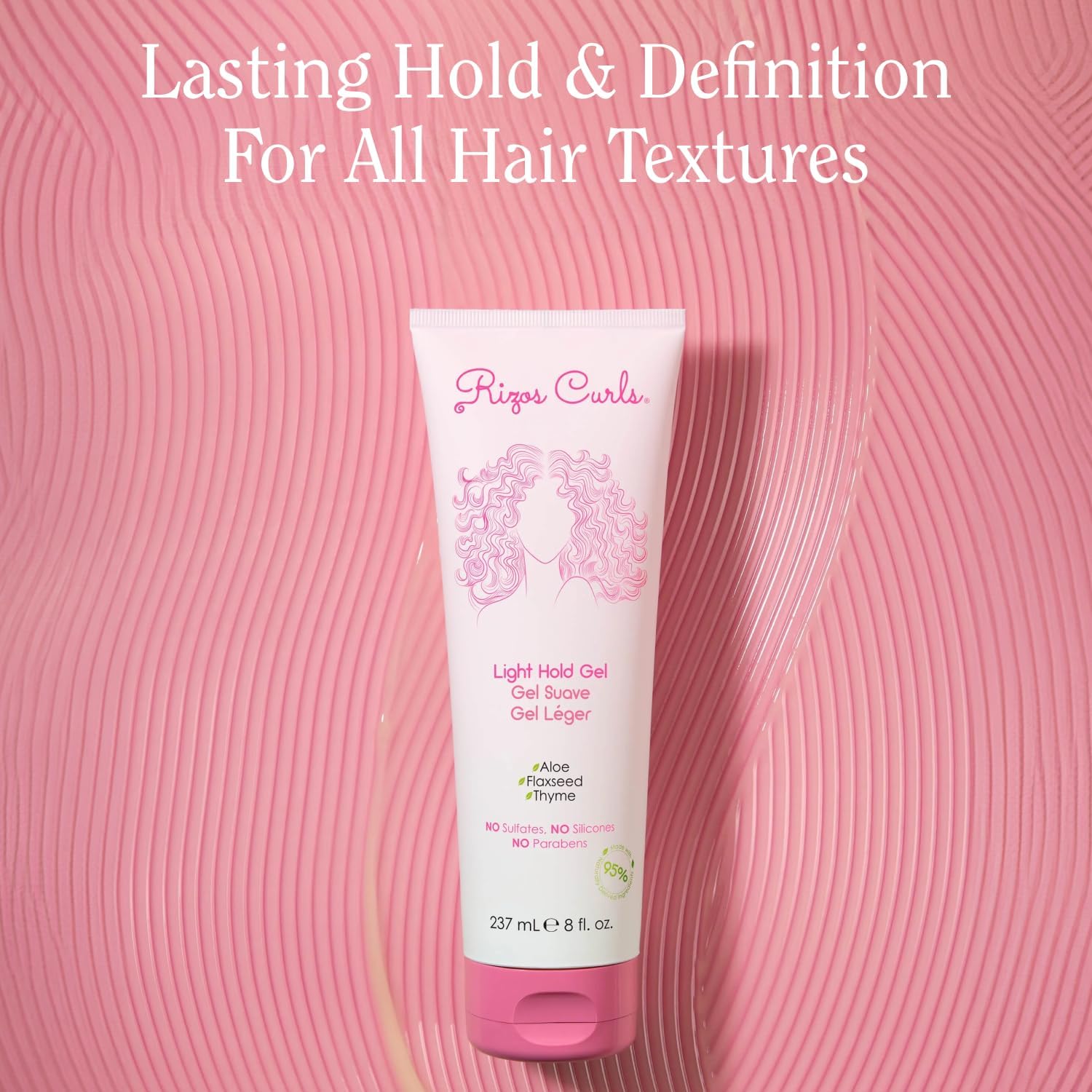 Rizos Curls Gel: définition nette et brillance naturelle des boucles.