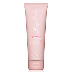 Rizos Curls Gel tenue légère sur bouteille montrant des boucles définies et hydratées.
